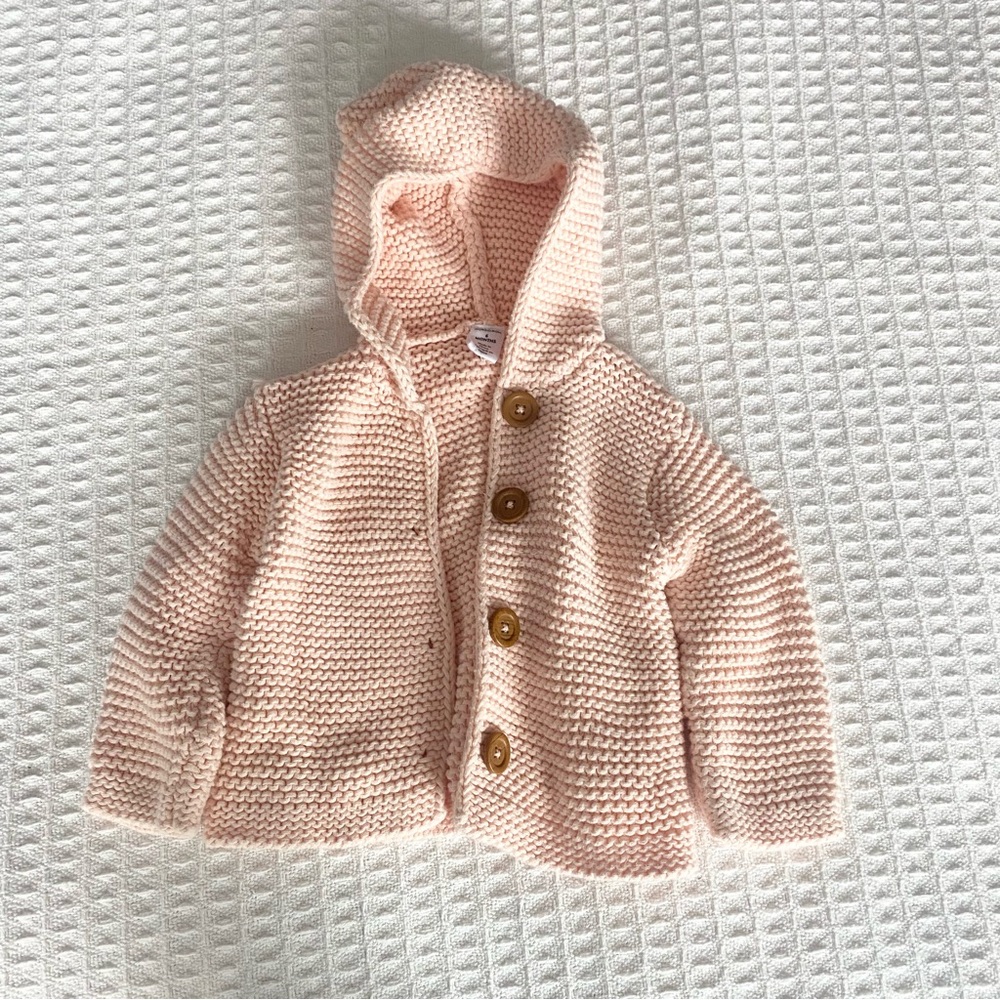 Nordstrom baby light pink hooded knit cardigan size 6M